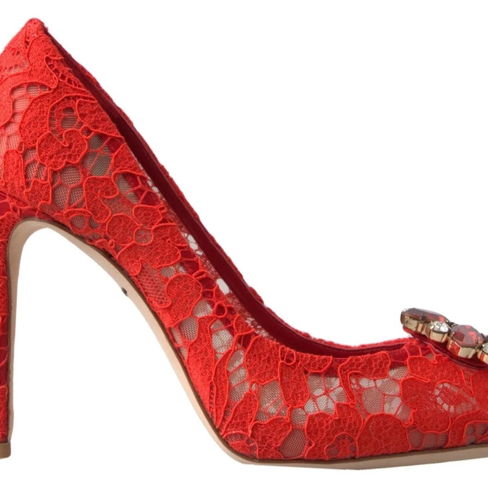Elegant Red Lace Women's Heels